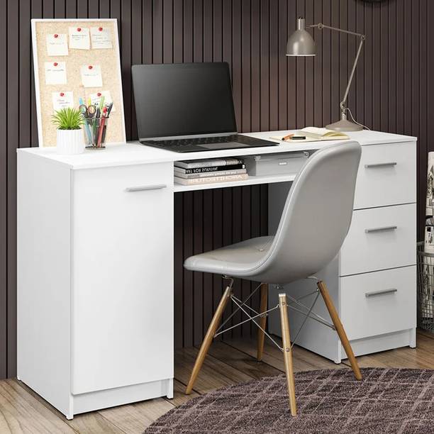 MONTAGE Wooden Study Table with 3 Drawer 1 Open Shelf and 2 Close Storage Engineered Wood Multipurpose Table