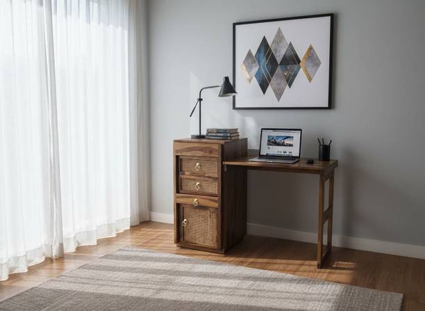 Deuba Solid Sheesham Wood Study Table with 3 Drawer Storage Unit For Room & Office | Solid Wood Study Table
