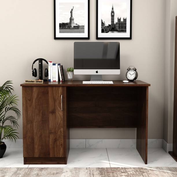 Wooden Street Arc Engineered Wood Study Table With 2 Layer Closed Storage Cabinet (CWF) Engineered Wood Study Table