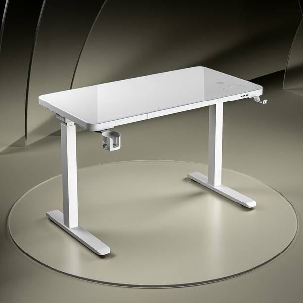 GREEN SOUL Prism Height Adjustable Table |Glass Top|Smart Charging & Touch Controller Glass Multipurpose Table