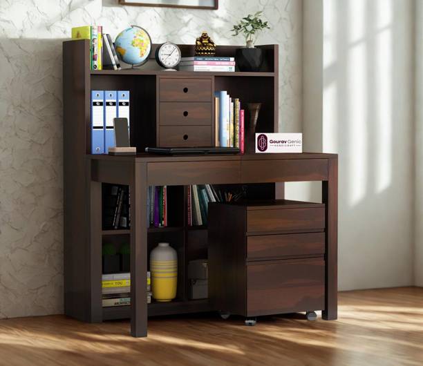 Gouravgenics Handicraft Study Table With Bookshelf Solid Wood Study Table