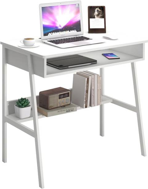SamT Modern Computer Desk with Monitor Shelf & Rack | Engineered Wood Workstation Engineered Wood Study Table
