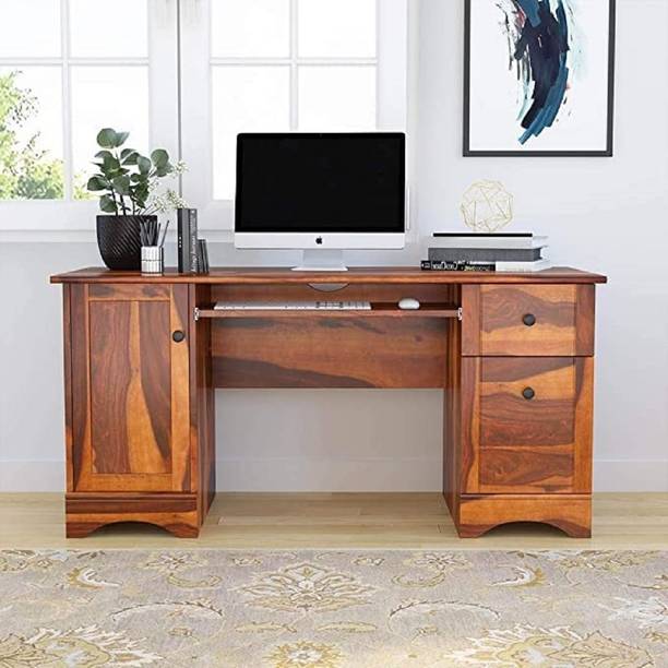 WoodenPoint study table computer desk office desk office table computer table sheesham wood Solid Wood Study Table