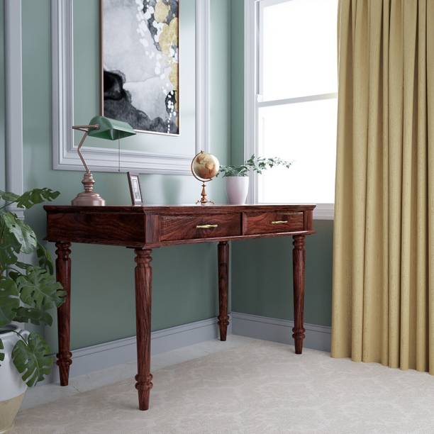 Ikiriya Shessham Wood Study Table , Free Standing Computer Deck Solid Wood Office Table