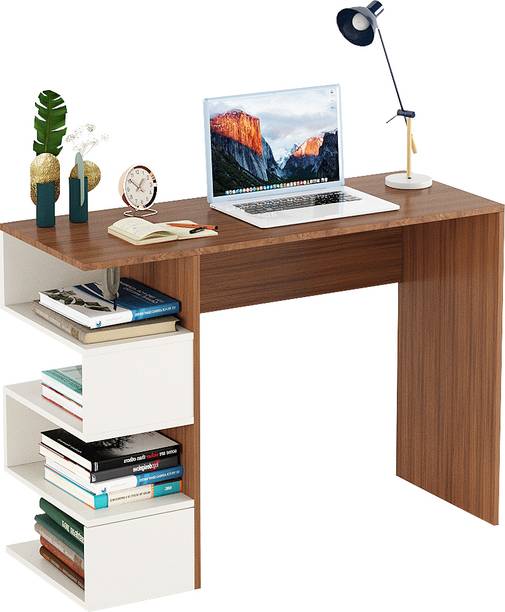 FURNEASER Winsen Computer Table with 4 Shelf, Workstation WFH Table, Engineered Wood Study Table