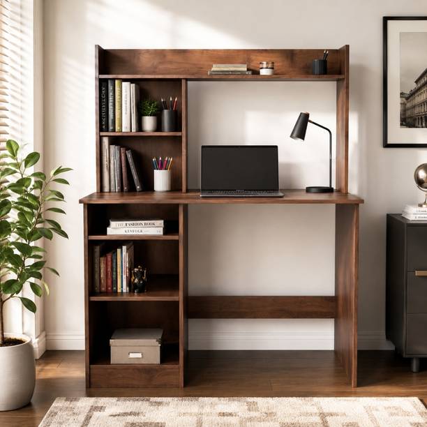 Flipkart Perfect Homes Multipurpose Portable Study Desk with Hutch Storage & Shelves for Home Office Engineered Wood Study Table