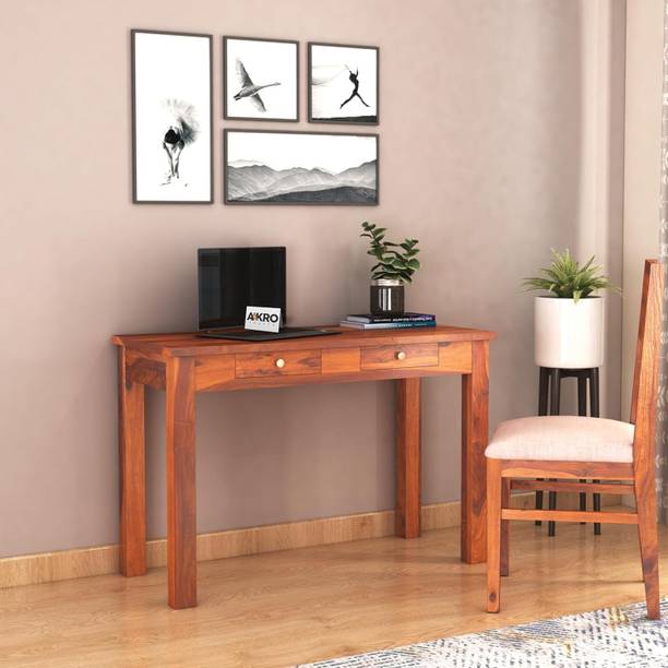 Aakro Crafts Sheesham Wood Study Table with 2 Drawers, Wooden Computer Desk Solid Wood Study Table