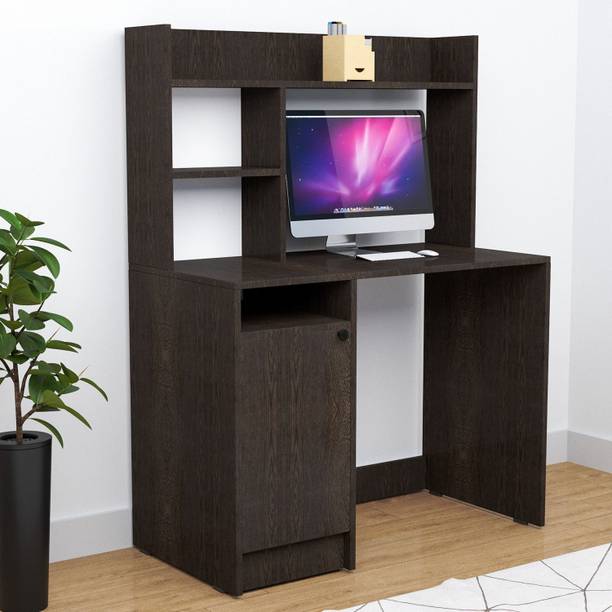 SamT Wooden Study Table with Hutch & Bottom Storage-Engineering Wood Engineered Wood Study Table