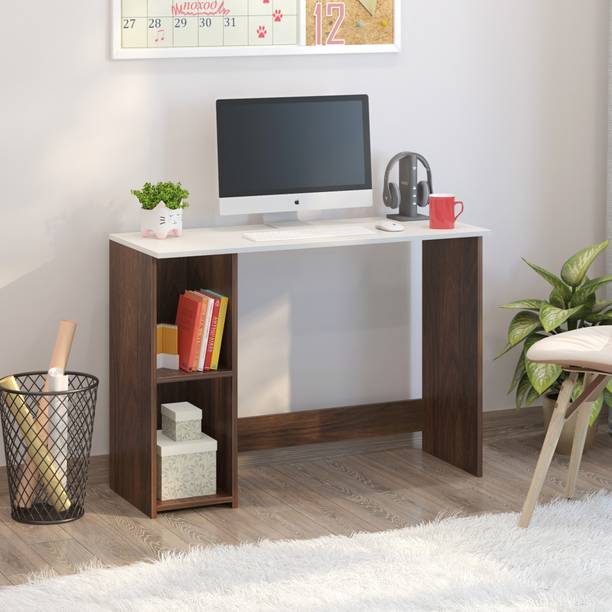 BLUEWUD Mallium Computer Laptop Table for Home or Office, WFH Desk Storage Shelves Engineered Wood Study Table