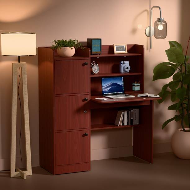 GREEN SOUL Nile Pro | Extended Workspace | Lockable Cabinet & Collapsible Shelf Engineered Wood Study Table