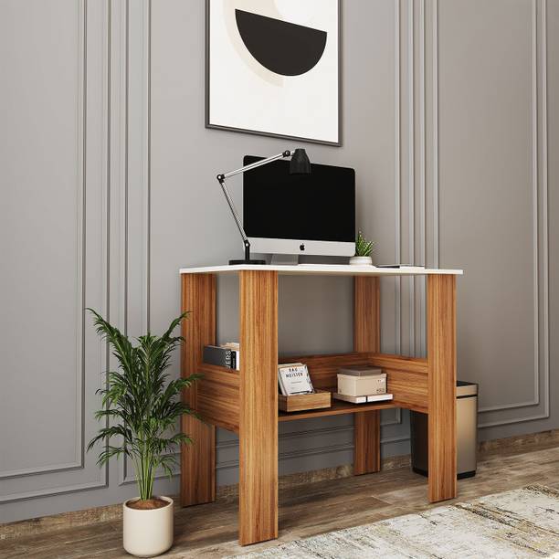 HOMEEASY Modern Wooden Study Table with Storage Shelf | Minimalist Work Desk for Home Engineered Wood Multipurpose Table