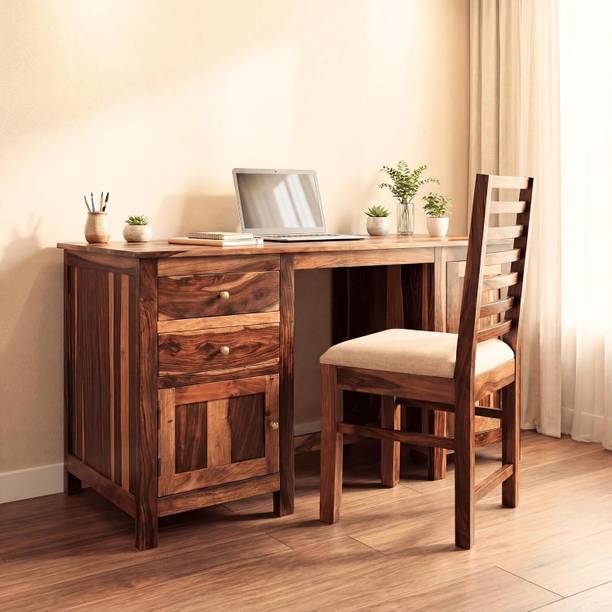 SONA ART & CRAFTS Sheesham Wood Study Table Big Size with 2 Drawers & 2 Doors with Chair Solid Wood Office Table