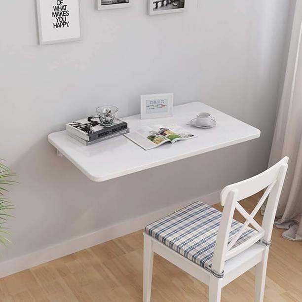 Indian Decor 95960 Wall-Mounted Folding Floating Laptop Desk and Study Table Engineered Wood Multipurpose Table