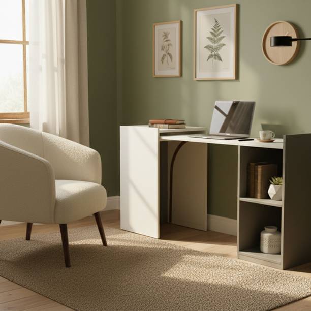 dfurn Folding Desk Cabinet Engineered Wood Multipurpose Table