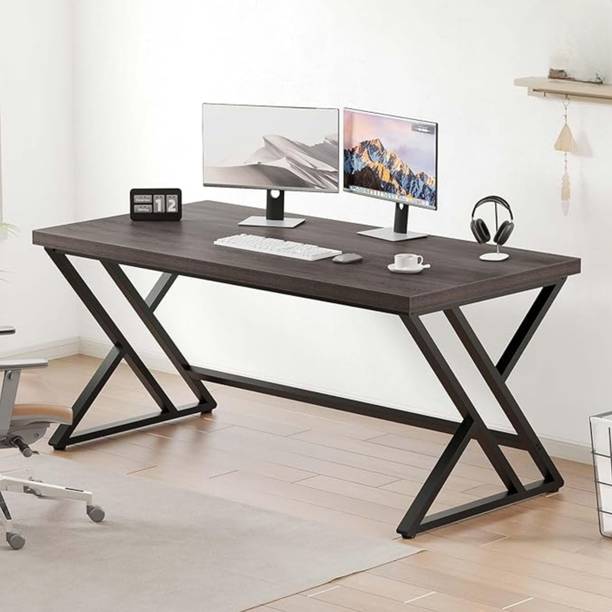 krayog Z-Frame Workstation Table for Office, Study & Gaming–Dark Walnut Top +Metal Legs Engineered Wood Multipurpose Table