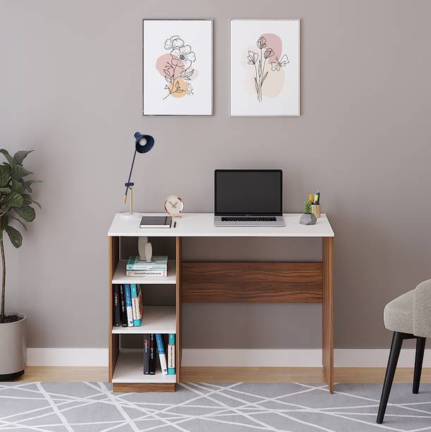 FURNEASER Carren Computer Table, WFH Desk, Gaming Table with Storage Shelf, Shop Counter, Engineered Wood Study Table