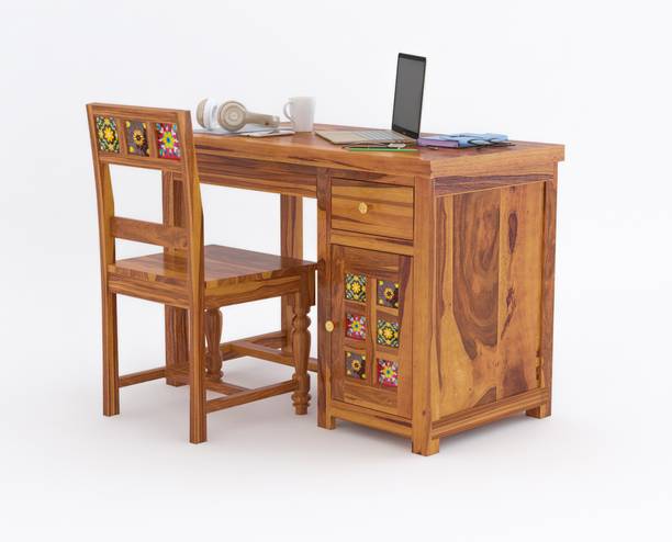 JeenWood Solid Wood Sheesham Wood Study Table With 1 Chair For Study Room Solid Wood Study Table