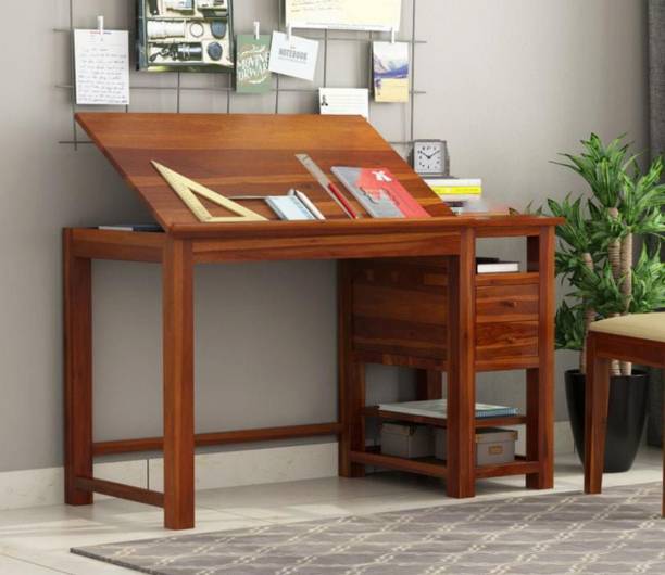 AMBICA WOODMART study table with storage, computer desk, wooden computer table, computer table Solid Wood Study Table