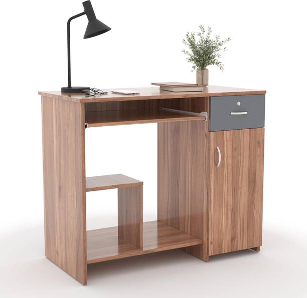 CREATIVE QUBE Engineered Wood Study &Office Table with Drawer, Cabinet Storage & Keyboard Tray Engineered Wood Office Table