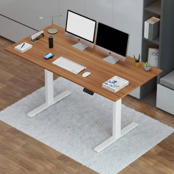 Onyx Electric Height Adjustable Desk 120x60 cm | Dual Motor | 3 Memory | White Frame Solid Wood Office Table