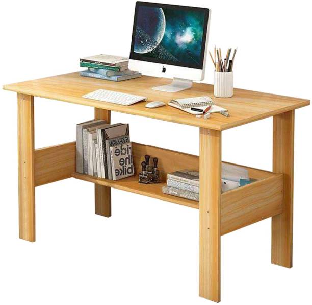 lukzer Laptop Office Home Workstation Modern (ST-005 / Light Oak / 110 x 55 x 77cm) Engineered Wood Study Table
