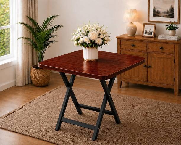 City of Akasha Foldable Multipurpose Square Table with Durable Powder Coated for Home Dining Engineered Wood Multipurpose Table