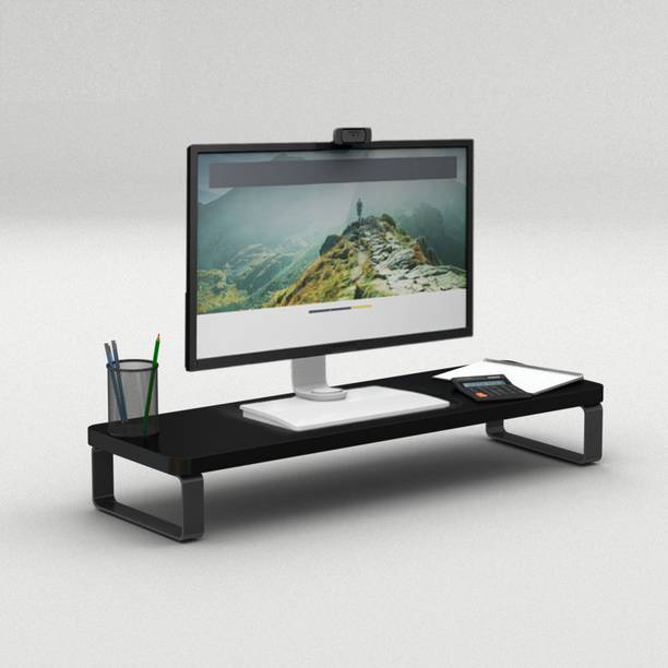 Flux Wooden Monitor Stand Organizer Desktop Ergonomic Monitor Riser Laptop Stand Engineered Wood Office Table