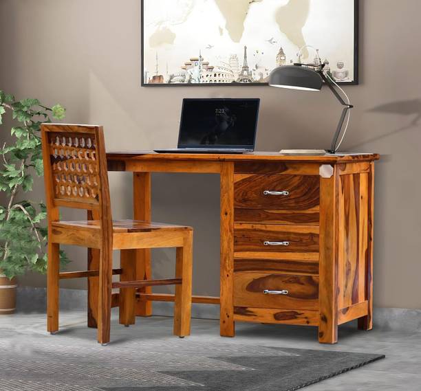 WoodenPoint study table computer desk office desk office table computer table sheesham wood Solid Wood Study Table