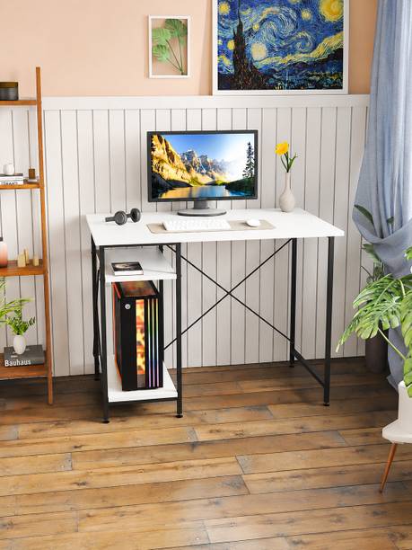 HOMIBOSS office workstation table | table for home, student | table with 2 storage shelve Engineered Wood Workstation