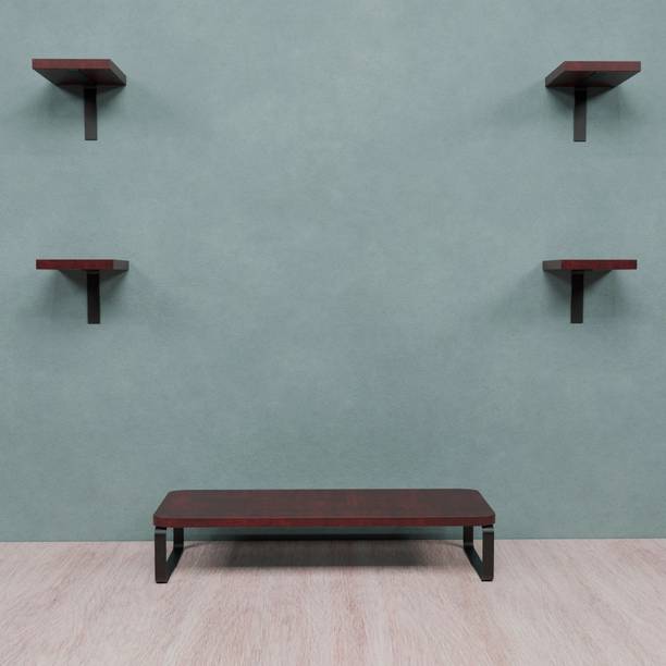 Flux flux Multi-Functional Monitor Stand & 4.1 Speaker Stand Combo(Red) Metal Office Table