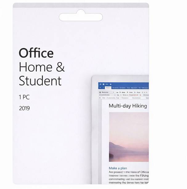 MICROSOFT Office Home and Student 2019, One-Time Purchase - Lifetime Validity, 1 Person, 1 PC or Mac (Activation Key Card)