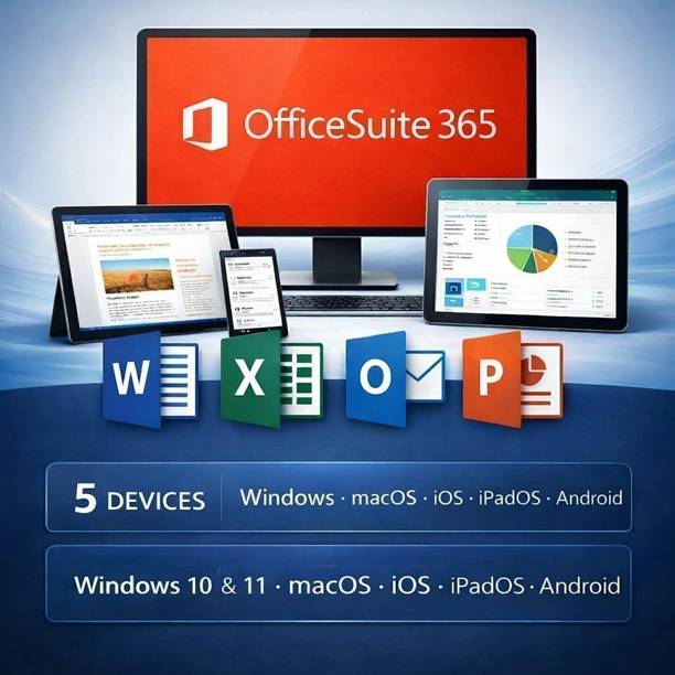 MICROSOFT OfficeSuite 365 Pro Plus 2026 | 5 Devices | Lifetime | Win 10/11|Mac|iOS|Tablet