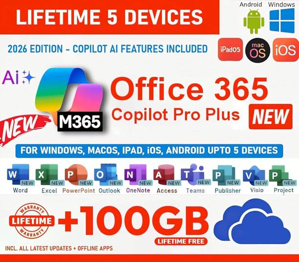 SoftwareXDA OfficeSuite 365 Pro Plus with Copilot AI | Lifetime | All Devices | 100GB Drive