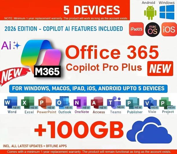 SoftwareXDA OfficeSuite 365 Pro Plus with Copilot AI | Lifetime | All Devices | 100GB Drive