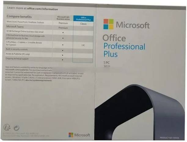 MICROSOFT Office Professional Plus 2021 (1 User, Lifetime Validity) DVD Full Retail Pack