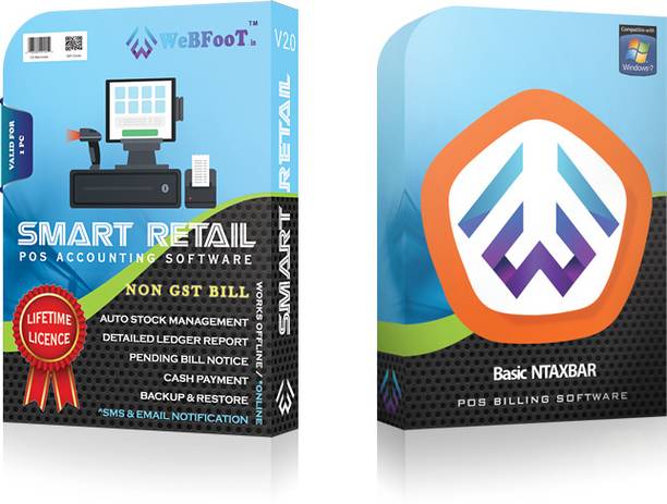 WeBFooT *Basic NTAXBAR* QR/BAR CODE, PoS, NON-GST Bill, Accounts & Stock Software(NO CD)