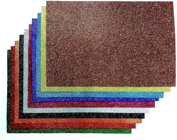 Posshe EVA Foam A4 Size Glitter Sheets Self Adhesive 180 GSM Project Paper Medium Ohp Sheets