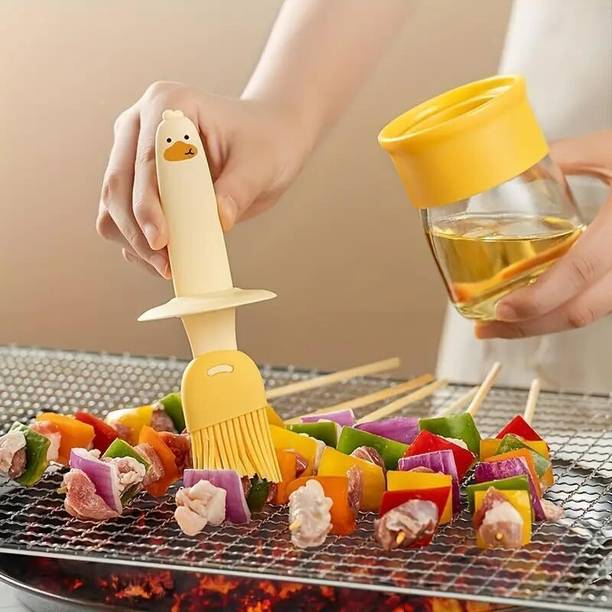 AACHARYA Oil bottle with Brush For Cooking plastic, silicon Flat Pastry Brush