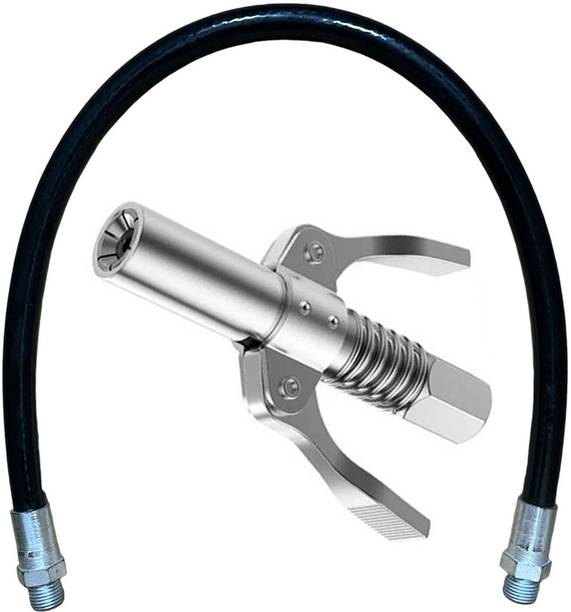 EPITECH MART Grease Gun Coupler Quick Lock & Release With 12inch Flexible Black Pipe Manual Dispenser
