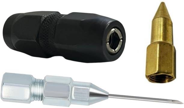 EPITECH MART Grease Gun Needle Tip, Golden Nozzle and Grease 4 Jaw Heavy Duty Adaptor Manual Dispenser