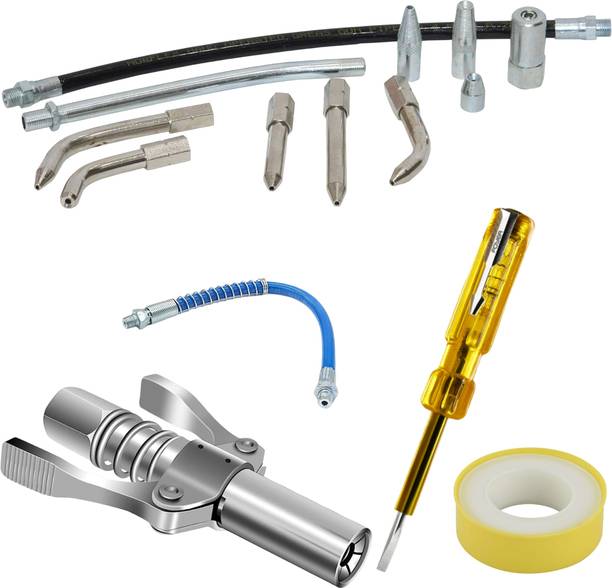 TOOLBUX 11Pc Grease Gun Nozzle Set with Tester, Quick Lock Coupler Tool Kit Pro Manual Sprayer