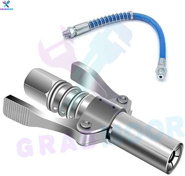 GrabMoor Grease Gun Coupler 10000 PSI Leak-Free Grease Nozzle With 12 Inch Pipe GG-2A Manual Sprayer