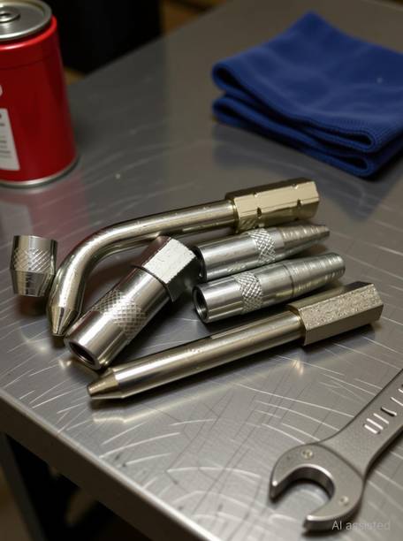 MANDC Multi Purpose Use Grease Gun Nozzle Set 6 Pieces Grease Gun Accessory Set Manual Pump