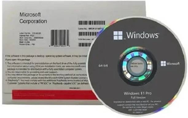 MICROSOFT Windows 11 Professional, One-time purchase for 1 PC (Lifetime Validity) Retail Dvd 64 bit / 32 bit