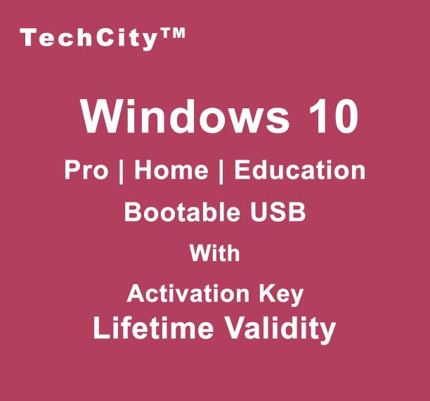 techcity Window 10 16 GB pendrive with Activation Key Pro/Home/Education Edition 32 Bit 64 Bit