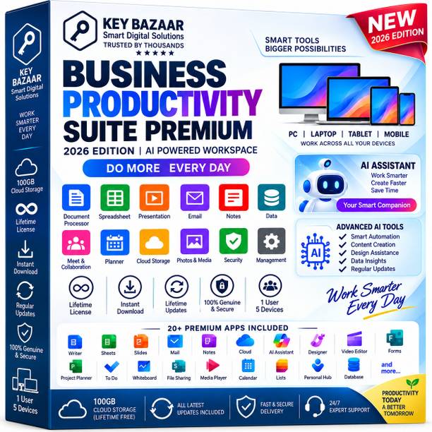 Key Bazaar Office 365 Professional Plus | 5-6 Devices | Lifetime Validity 2026 Quick installation support (WhatsApp 8100021450) Windows, macOS, iOS, iPadOS & Android | 100GB Cloud + Outlook