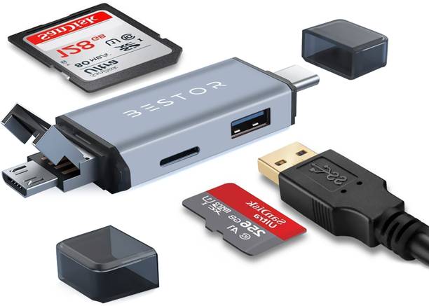 Bestor USB 3.0 and Micro USB OTG Memory Card Adapter Portable 1 Slots 3 in 1 with OTG, SD Card Reader, USB Type C, 3.0 USB for Memory Card Card Reader