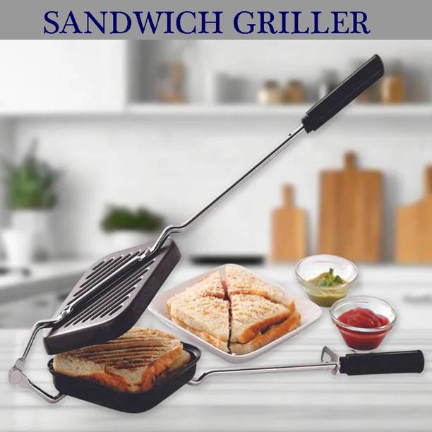 KJH by kjh grill Manual Sandwich Griller for Gas Stove | Non-Stick Toast Maker Grill Sandwich Maker