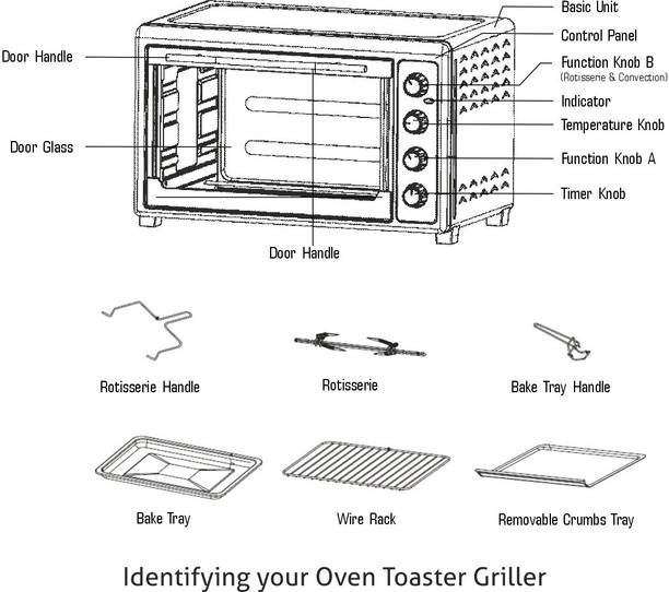 Glen 60-Litre OTG Rotisserie Convection Fan Capillary Thermostat 5060 Oven Toaster Grill (OTG)  (Black)