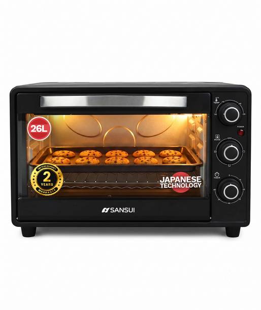 Sansui 26-Litre 1600 Watt, Interior Light, 4 Cooking Modes Oven Toaster Grill OTG SNOT26NNTAB, Black
